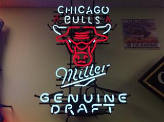 Rare Chicago Bulls Miller Genuine Draft Beer Neon Light Sign